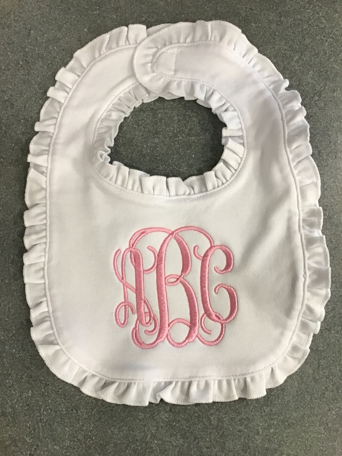 BBS White Ruffle Bib-with Mono