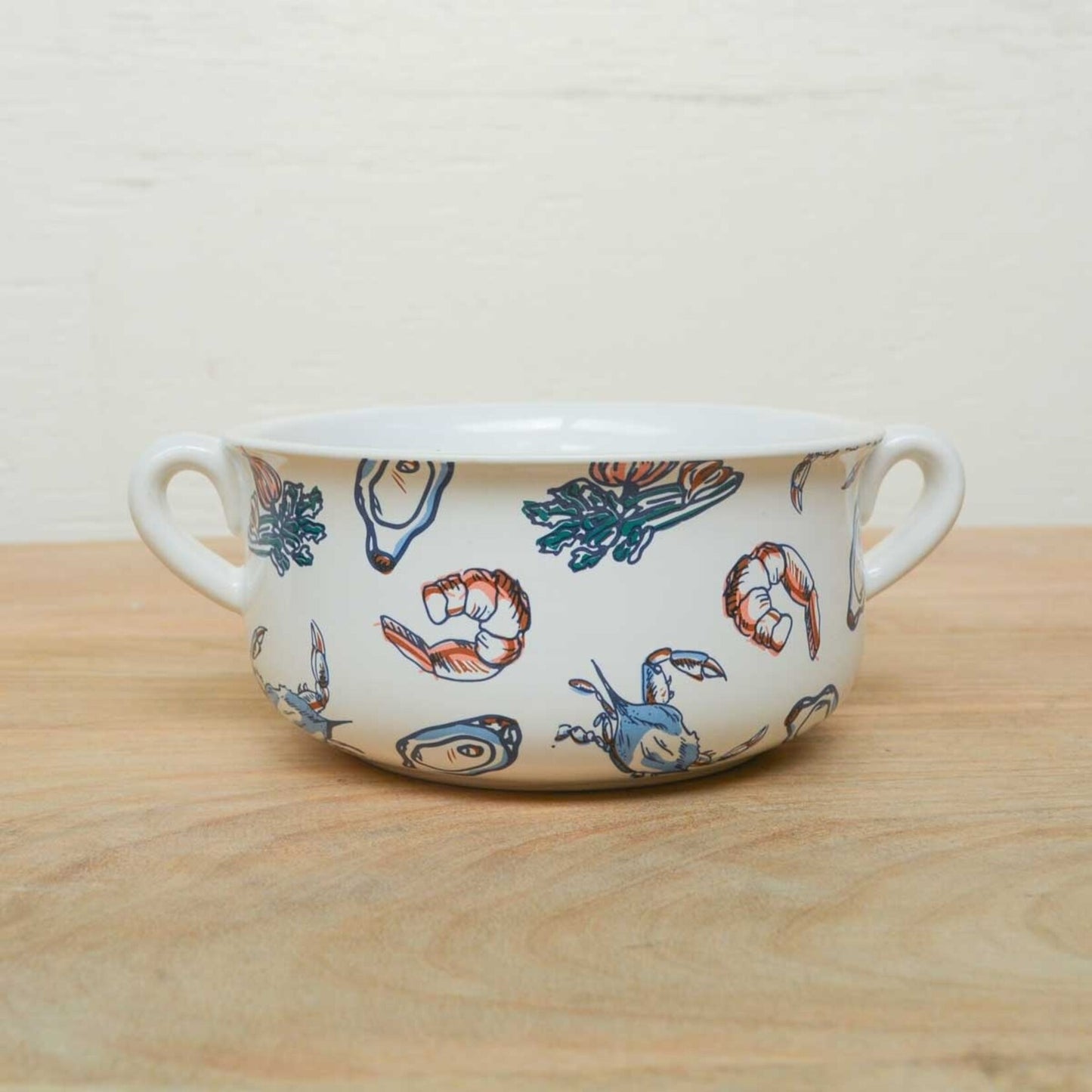 Louisiana Love Double Handle Bowl White/Multi 7x2.75x5.5