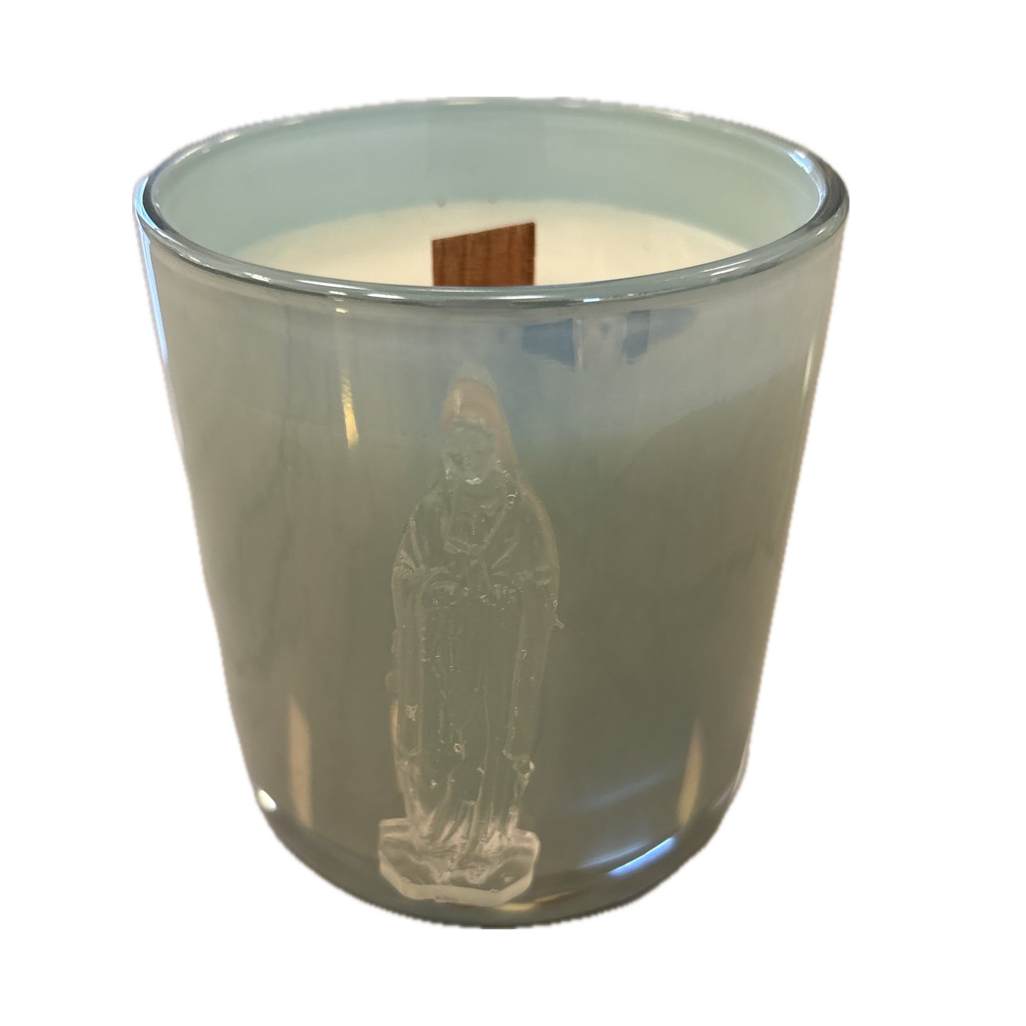 Mother Mary Blue Iridescent Garden District Candle