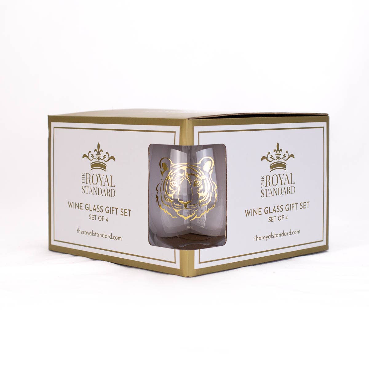 Go Get Em Tiger Wine Glass Gift Set Clear/Gold 16oz