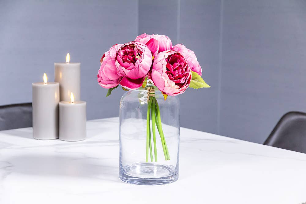 Full Peony Bouquet-Rose-10"H
