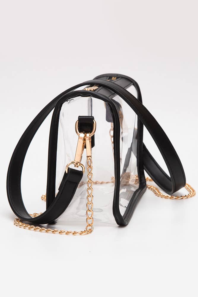 Clear Rectangle Stadium Concert Crossbody Bag-Gold