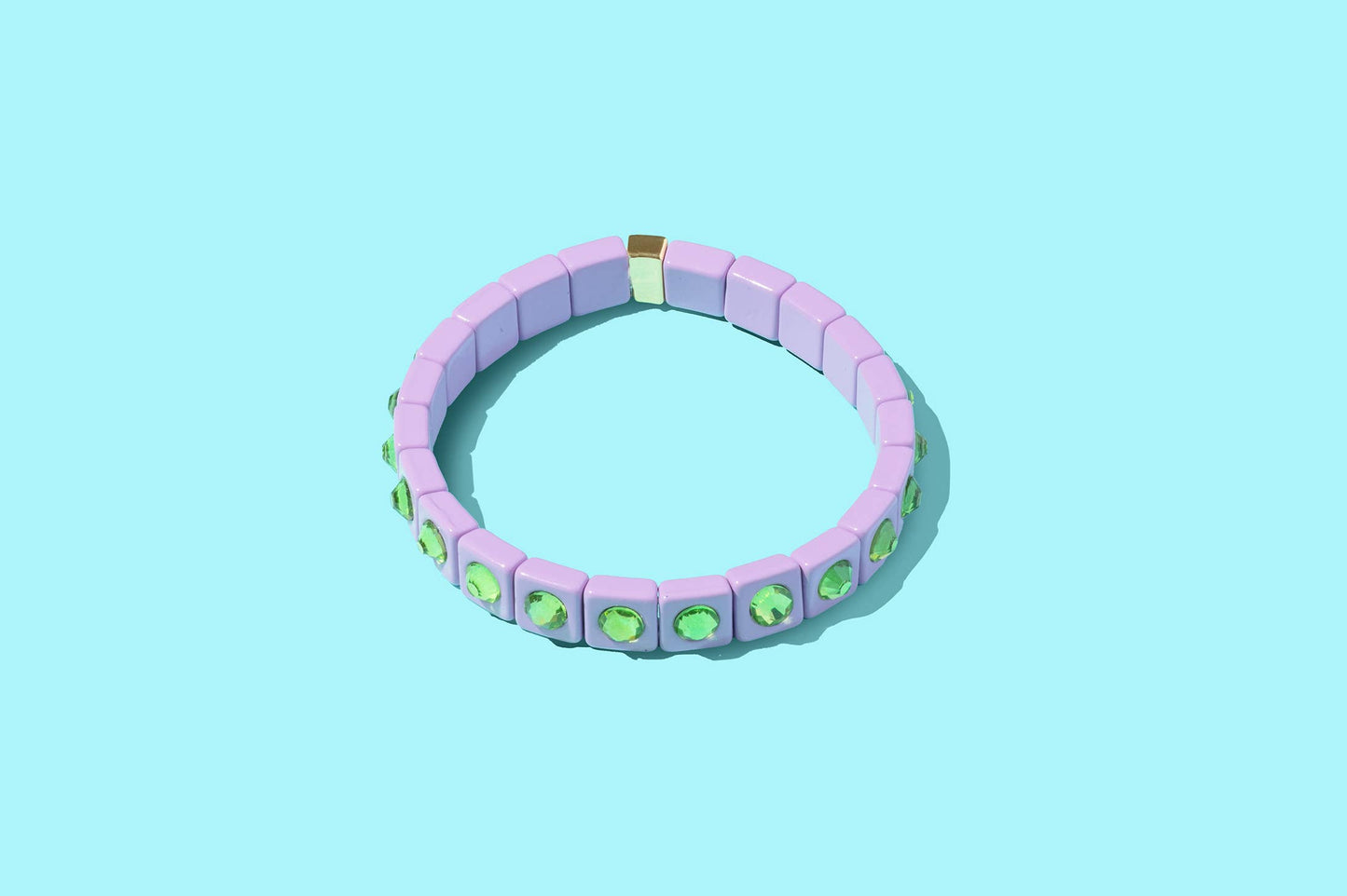 Stretch Bracelet - Enamel w/ Small Circle Stones - Maeve