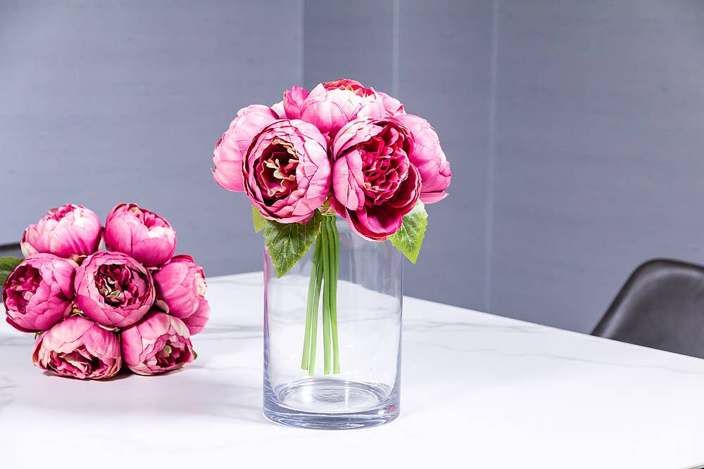 Full Peony Bouquet-Rose-10"H