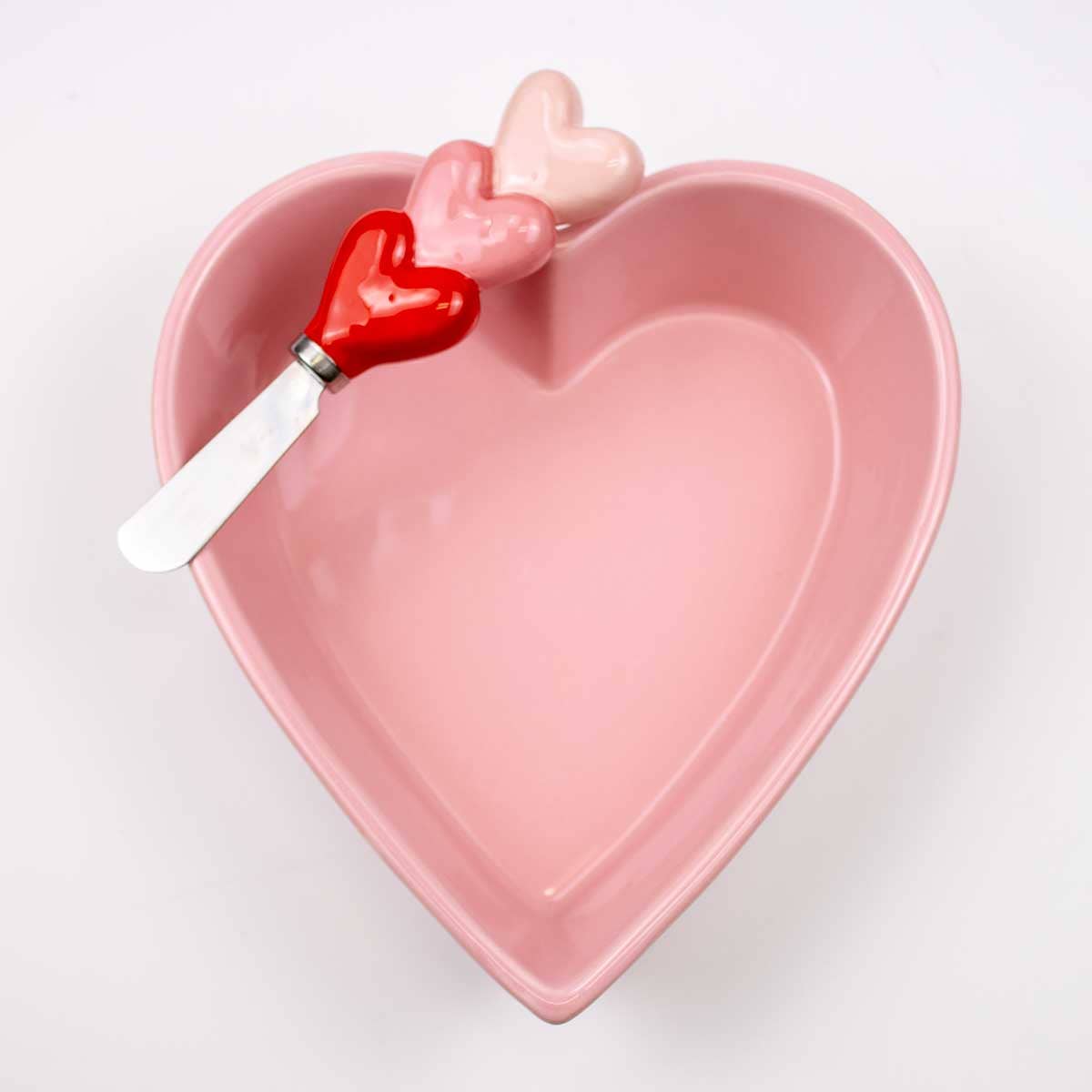Heart Shaped Tidbit Dish Pink 8x7x2.25