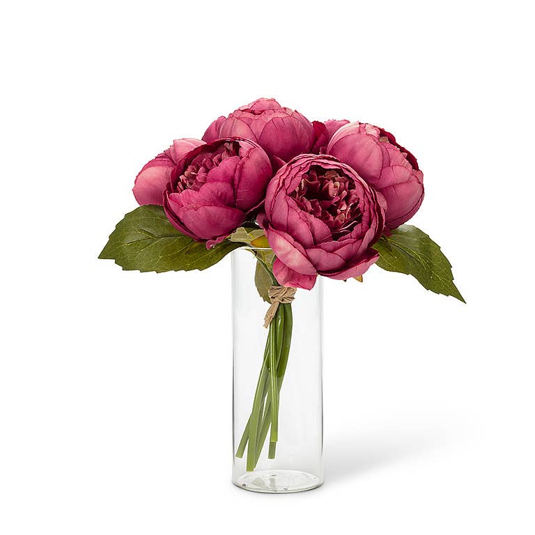Full Peony Bouquet-Rose-10"H