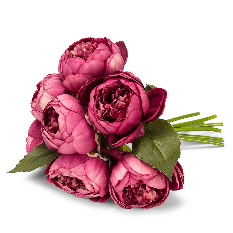 Full Peony Bouquet-Rose-10"H