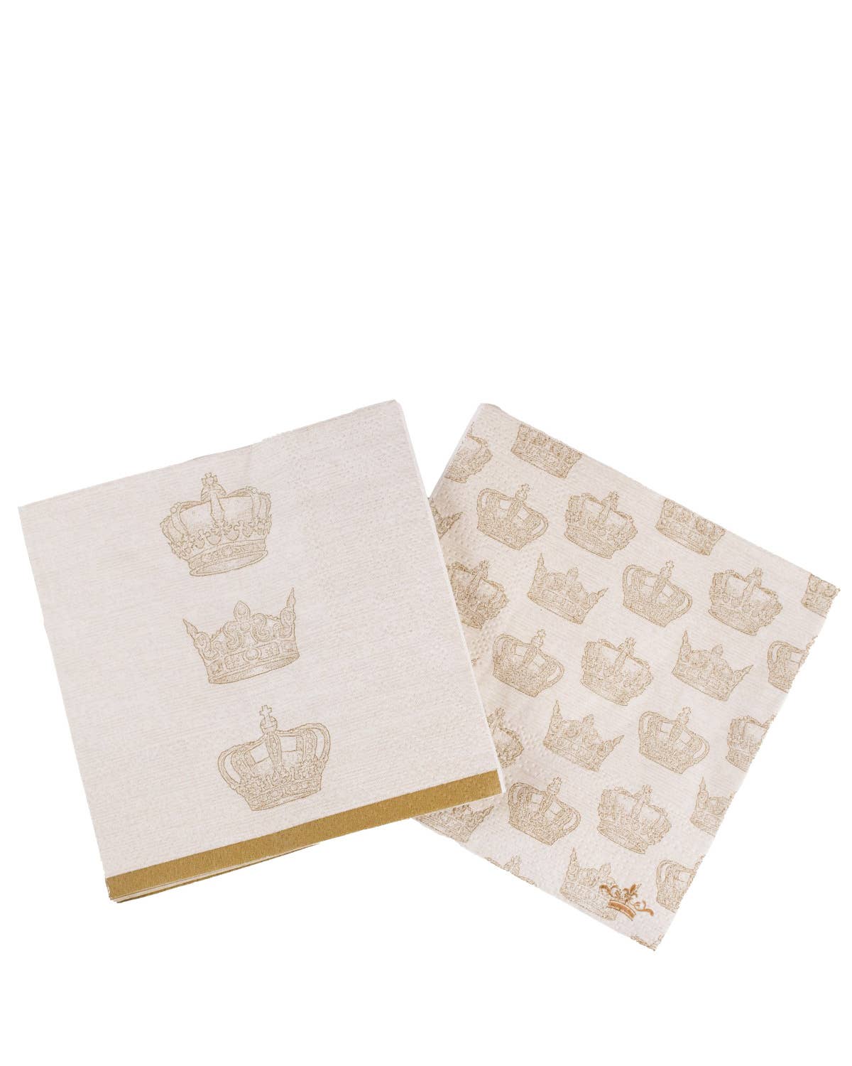 Elizabeth Crown Cocktail Napkins Soft White/Light Gold 5x5
