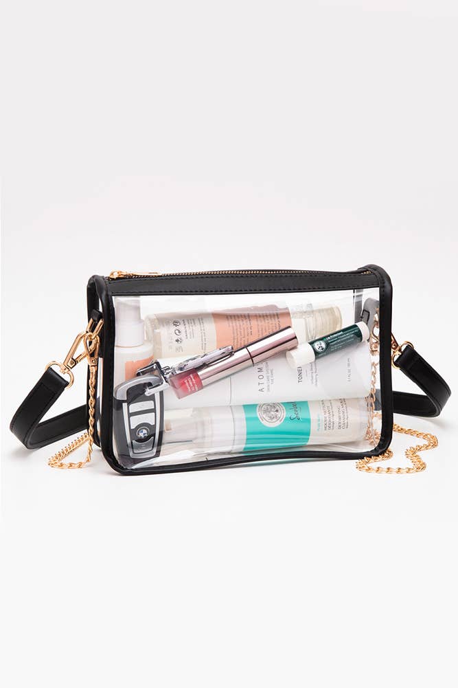 Clear Rectangle Stadium Concert Crossbody Bag-Gold