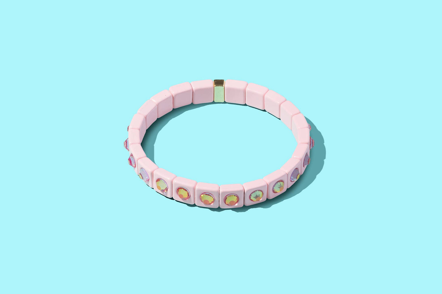 Stretch Bracelet - Enamel w/ Small Circle Stones - Maeve