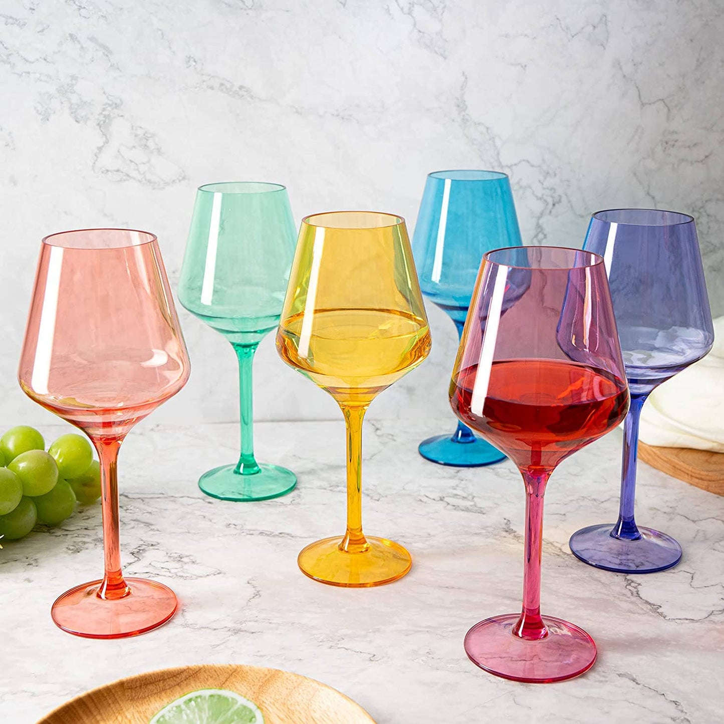 Single Unbreakable Colored Stemmed Wine Glasses, Acrylic Plastic oz