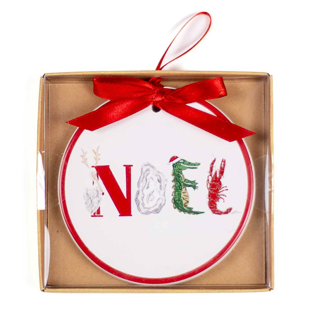 Cajun Noel Ornament White/Red/Green 4"