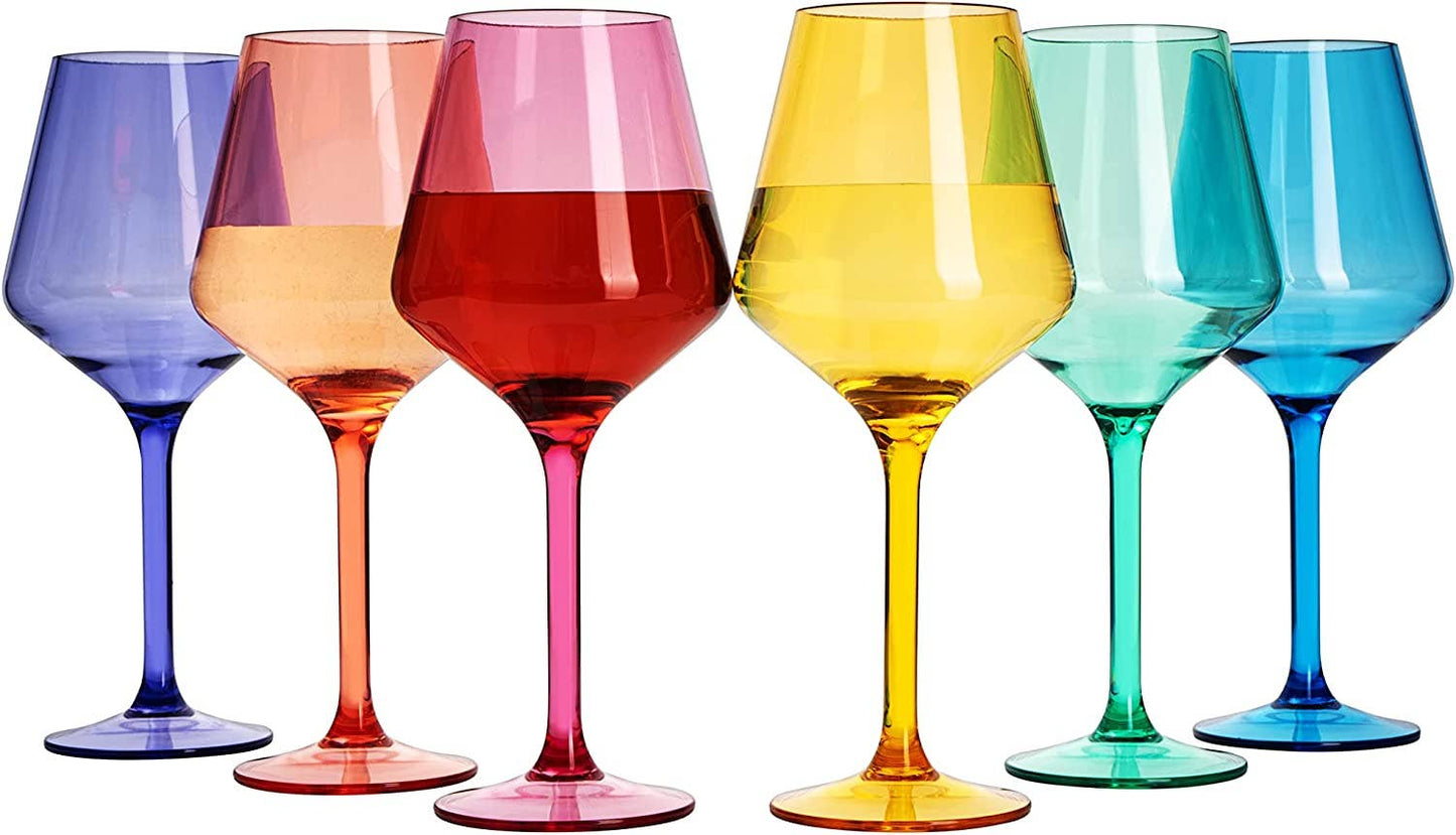Single Unbreakable Colored Stemmed Wine Glasses, Acrylic Plastic oz