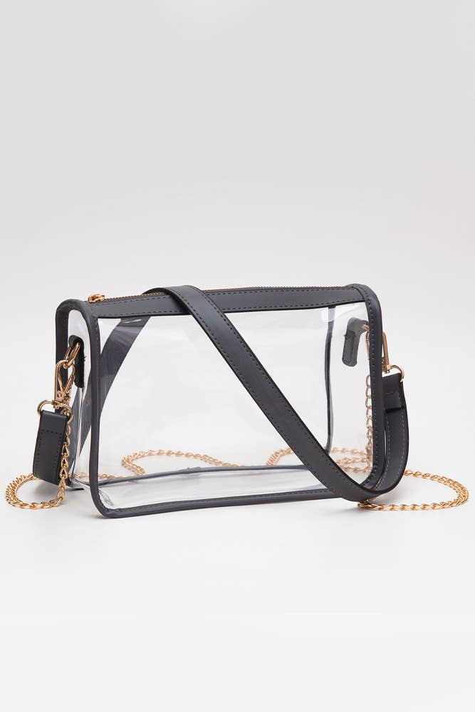 Clear Rectangle Stadium Concert Crossbody Bag-Gold