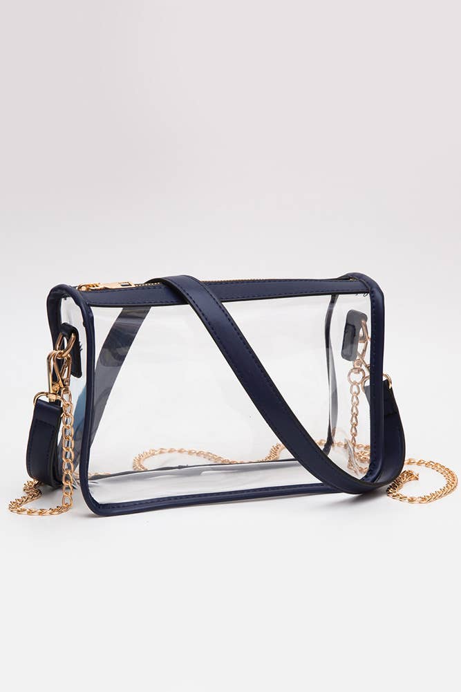 Clear Rectangle Stadium Concert Crossbody Bag-Gold