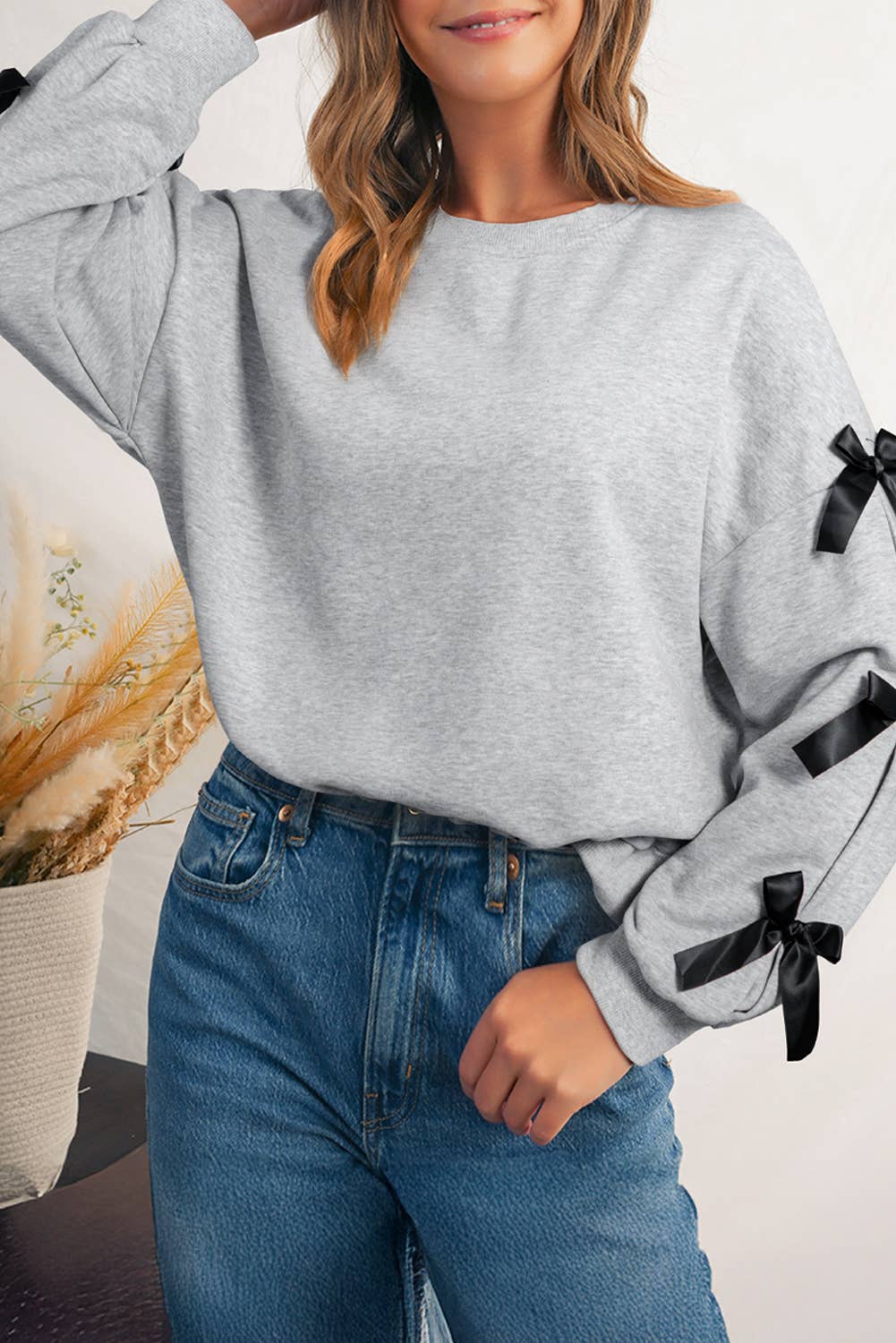 Bow Knot Decor Long Sleeve Sweatshirt | S-XL