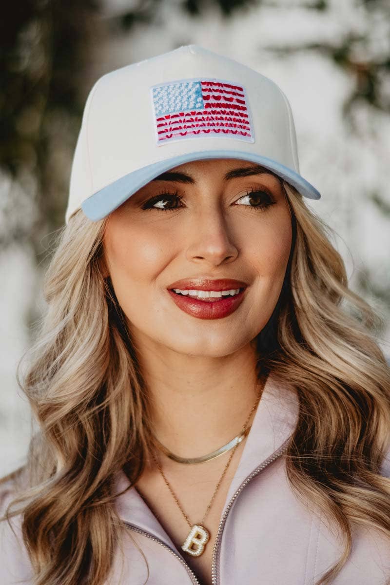 American Flag Two-Toned Fitted Hat