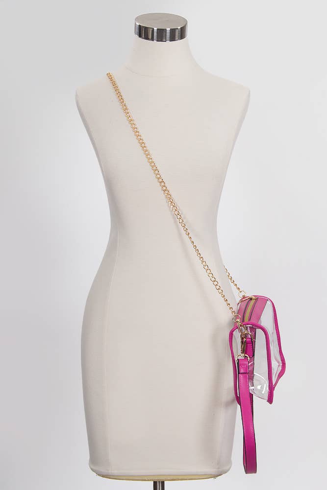 Clear Rectangle Stadium Concert Crossbody Bag-Gold