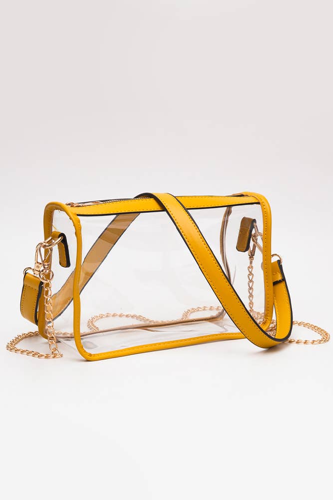 Clear Rectangle Stadium Concert Crossbody Bag-Gold