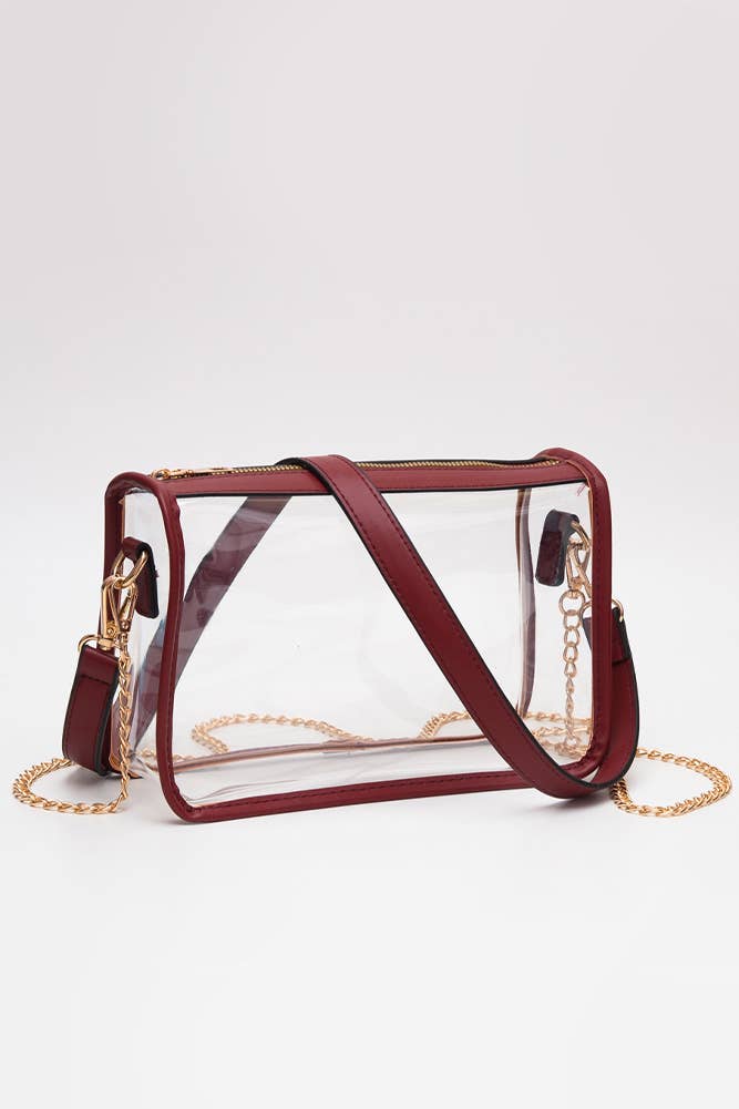 Clear Rectangle Stadium Concert Crossbody Bag-Gold