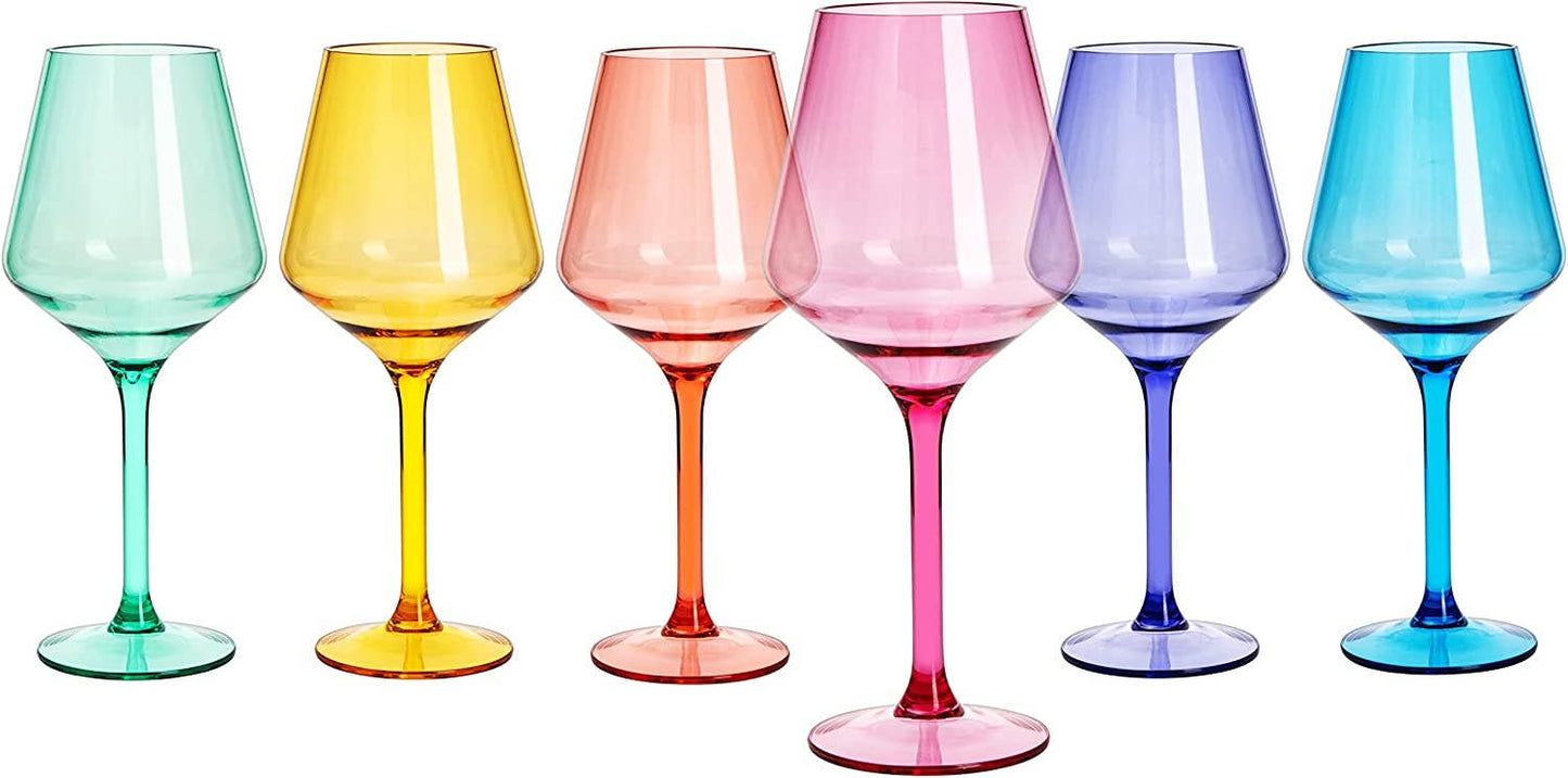 Single Unbreakable Colored Stemmed Wine Glasses, Acrylic Plastic oz