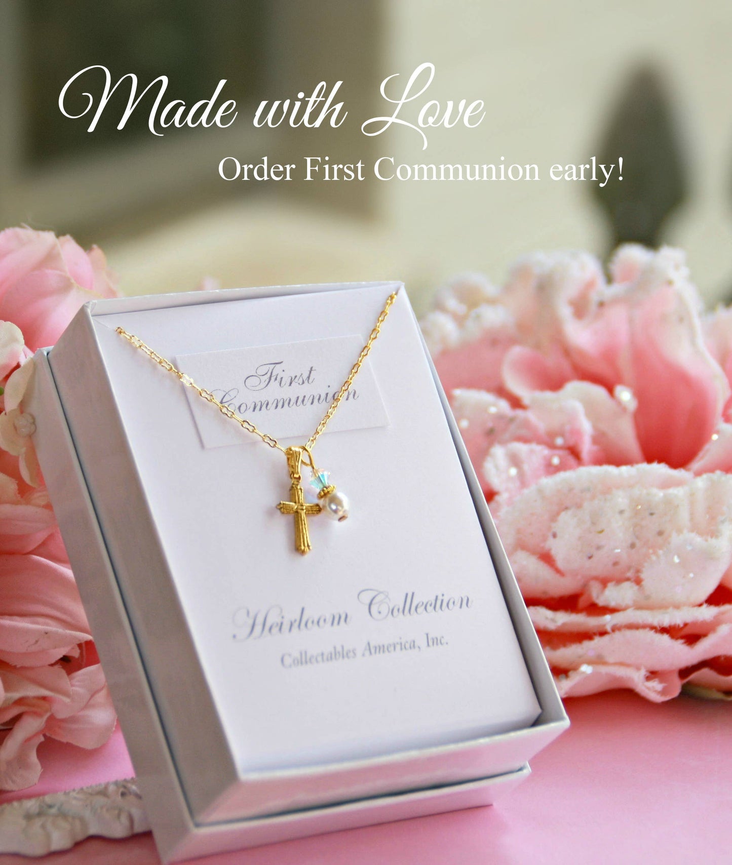 First Communion Cross Pearl Necklace CJ-399
