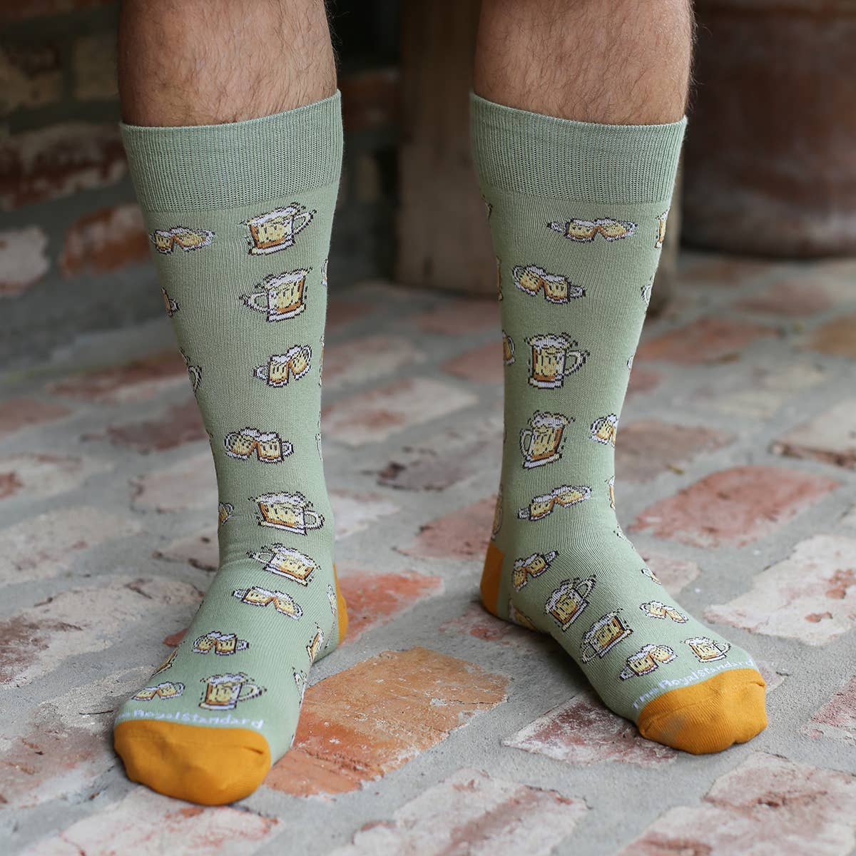 Men's Beer Cheers Socks Sage/Orange One Size