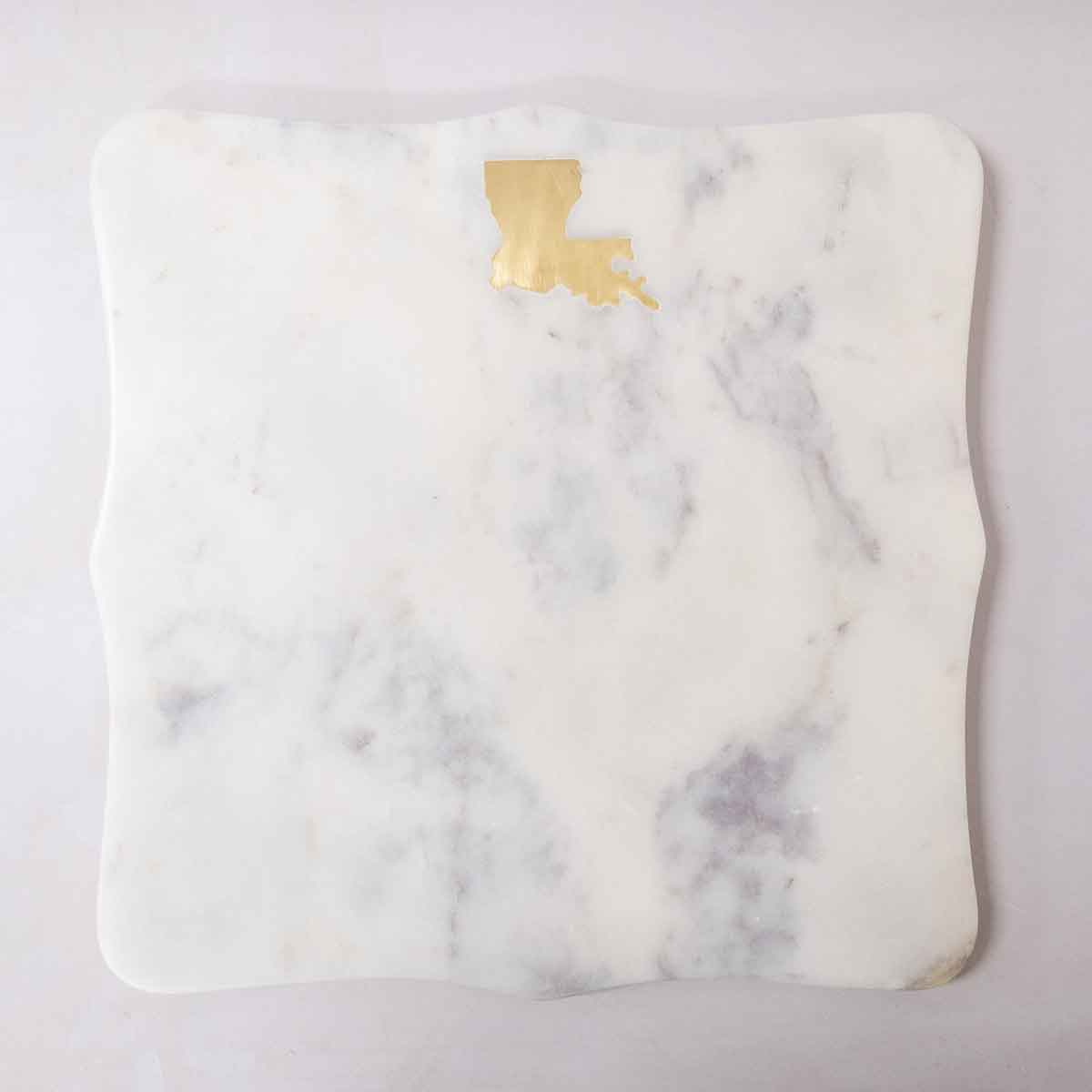 Louisiana Marble Serving Board White/Brass 12x12