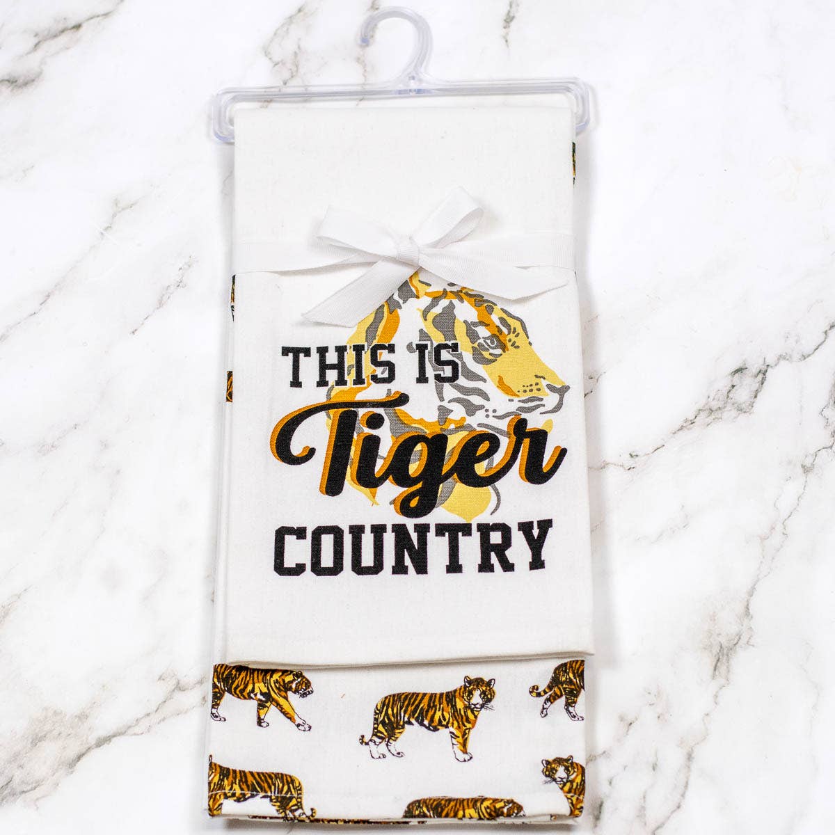 Tiger Country Hand Towel White/Black/Dark Orange 20x28 Set of 2