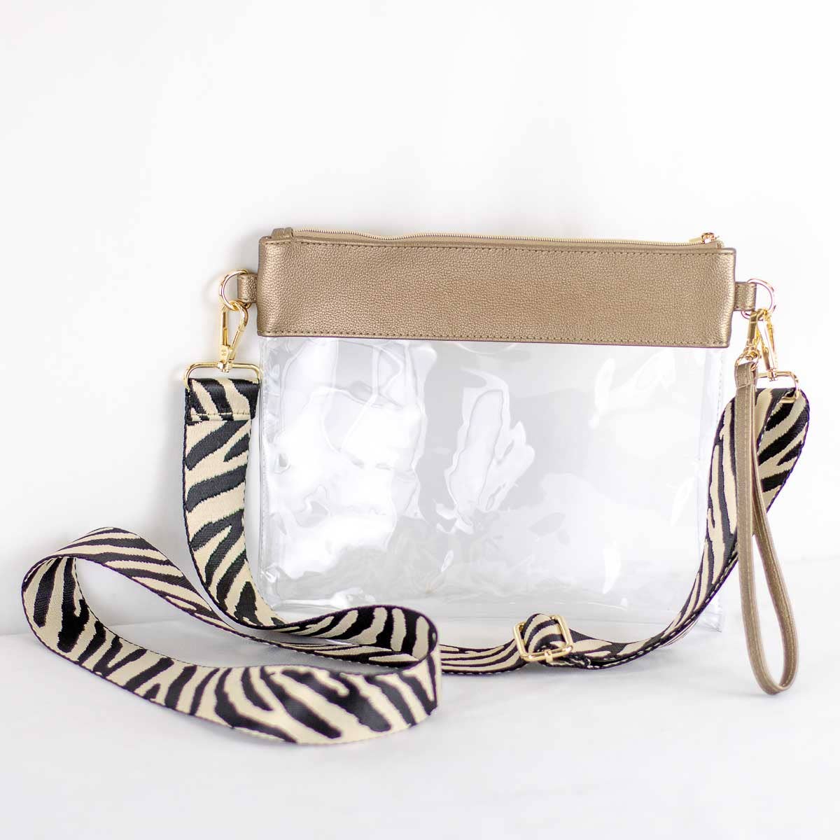 Michelle Clear Crossbody Light Gold 9.5x8