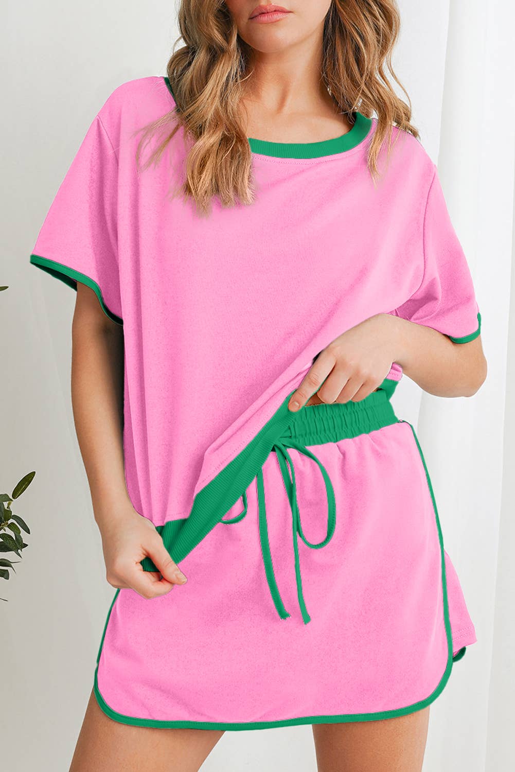 Colorblock Drop Shoulder T Shirt & Skirt Set | S-XL & 1X-4X