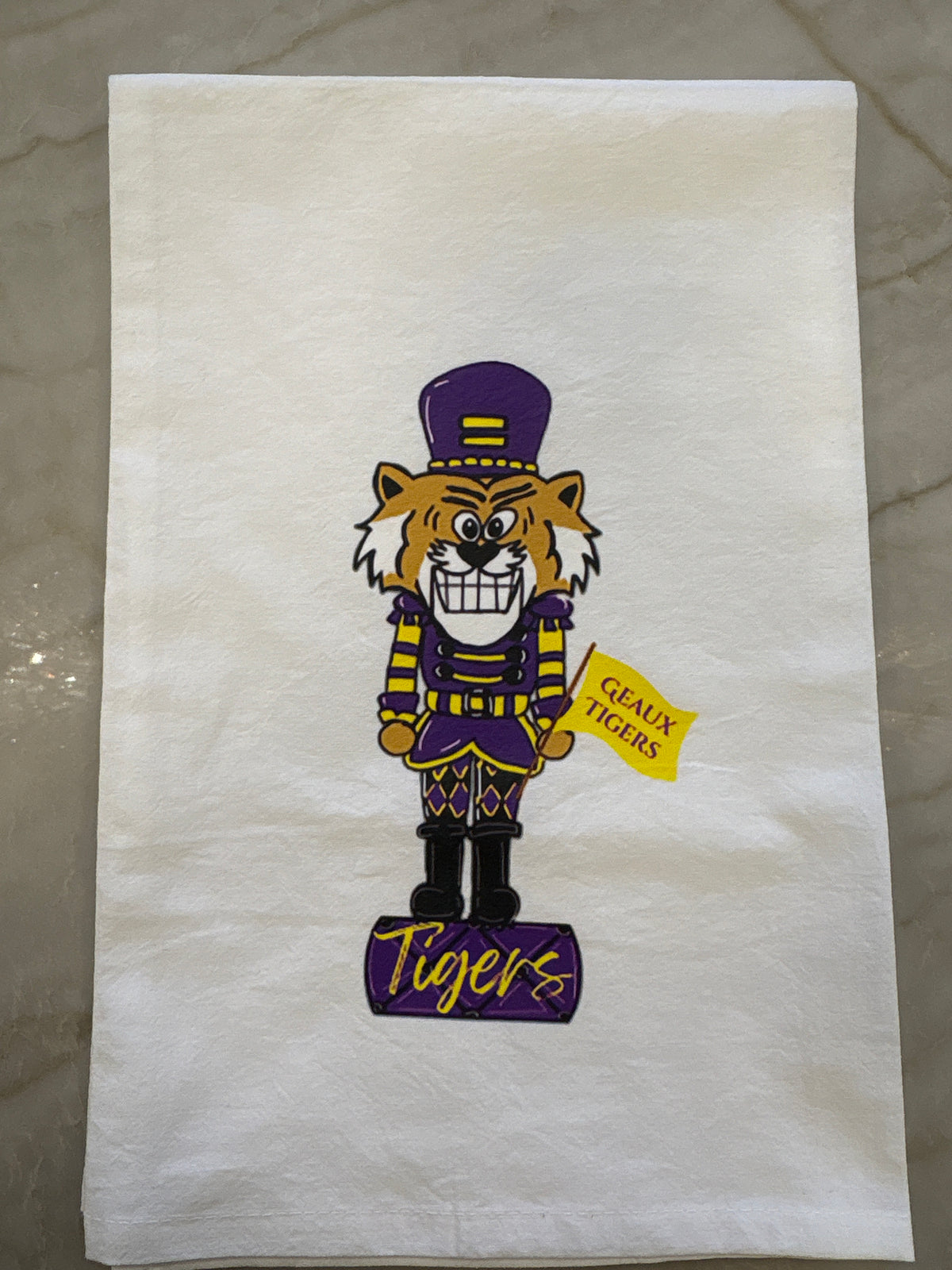 LSU GEAUX TIGERS Gameday Nutcracker Tea Towel