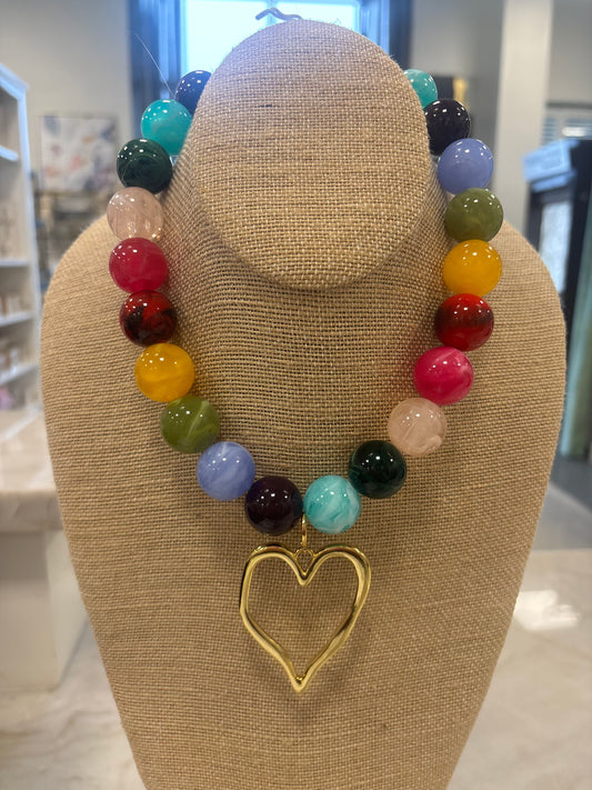 Gemelli Celia Multi W/ Jumbo Heart Necklace