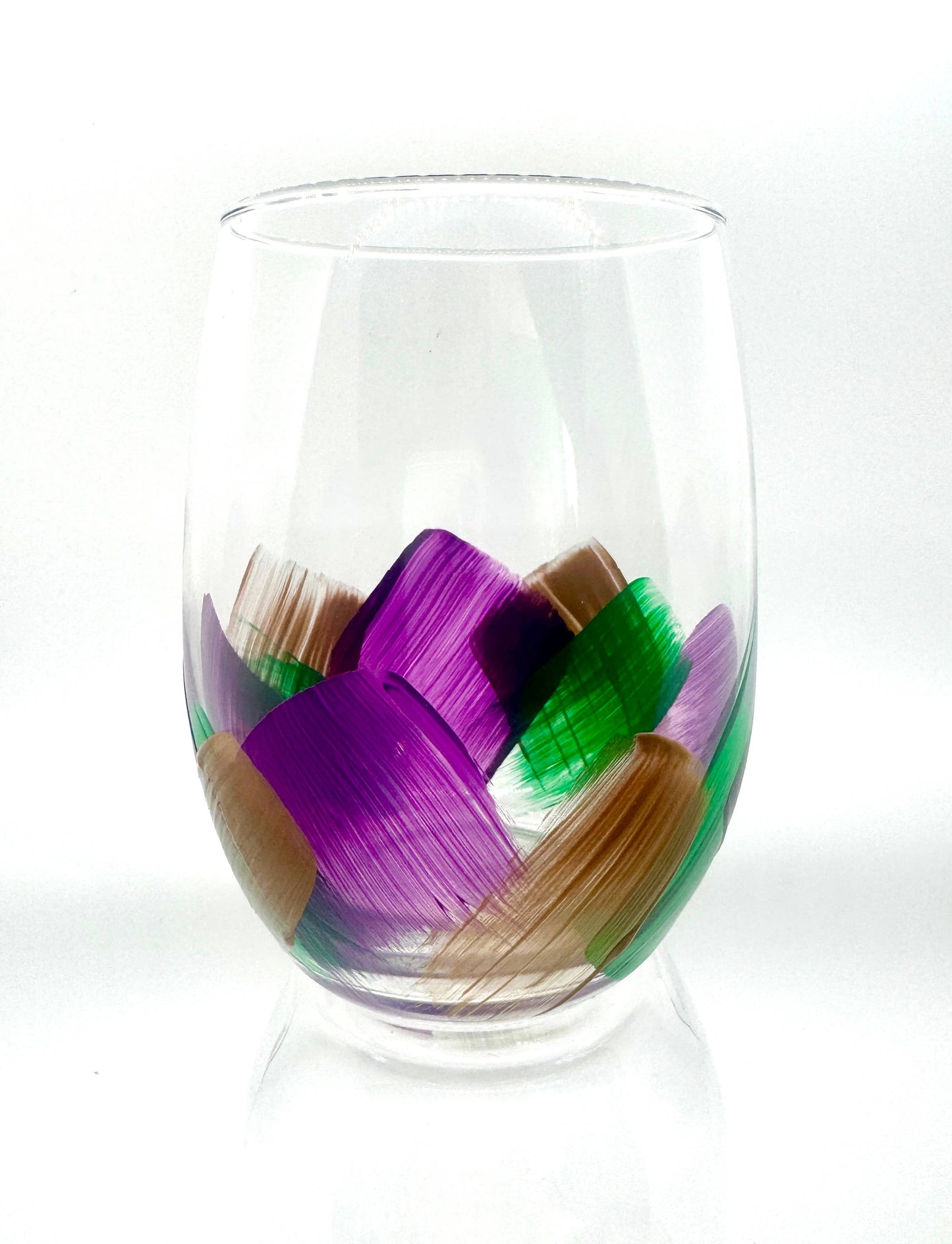Mardi Gras | Stemless Wine Glasses | Wine Glasses | Painted