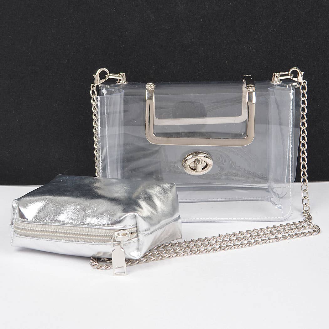 Metal Handle Clear Bag W/Pouch