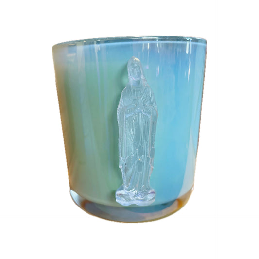 Mother Mary Blue Iridescent Garden District Candle