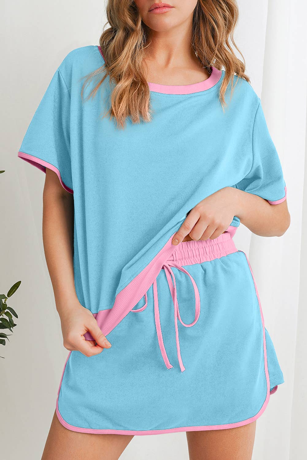 Colorblock Drop Shoulder T Shirt & Skirt Set | S-XL & 1X-4X
