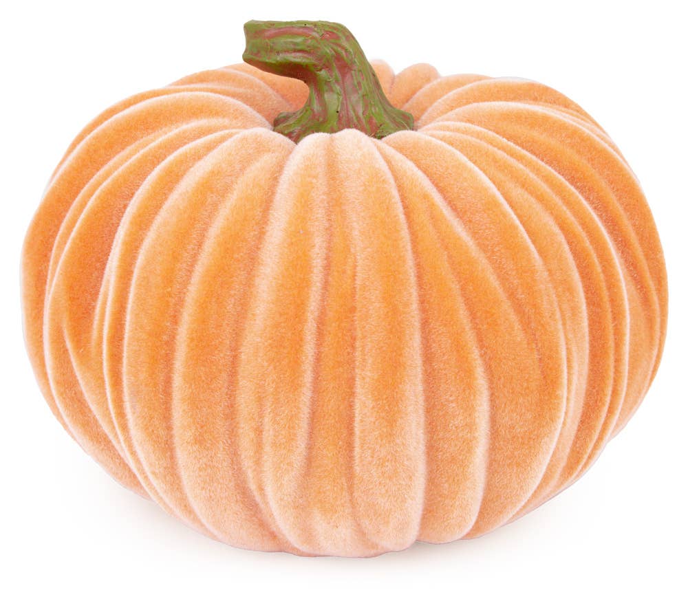 6.5" Dia Velvet Pumpkin Orange Fall