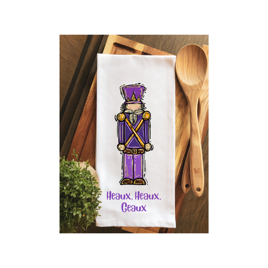 Purple & Gold Heaux, Heaux, Geaux Nutcracker Tea Towel