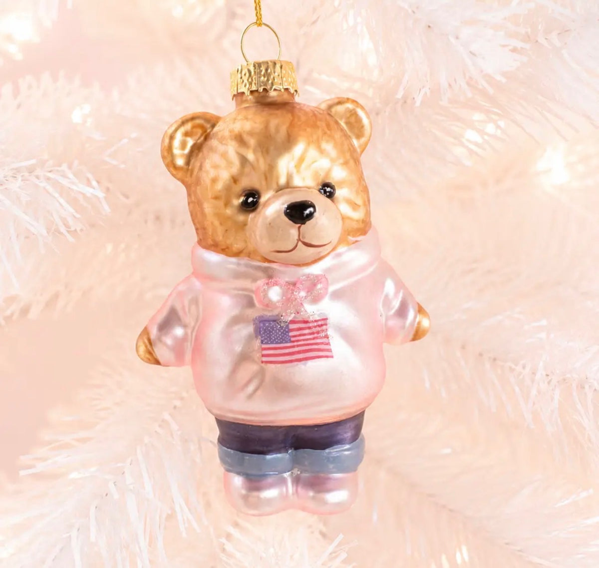 All American Teddy Ornament