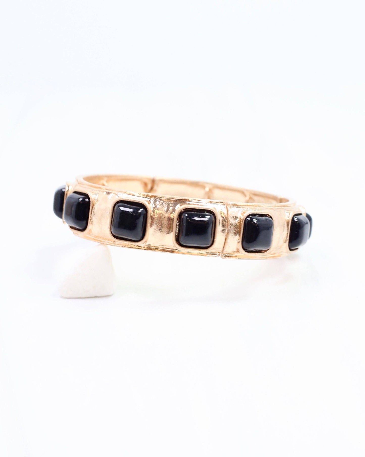 Allie Hammered Gold Stretch Bracelet Black