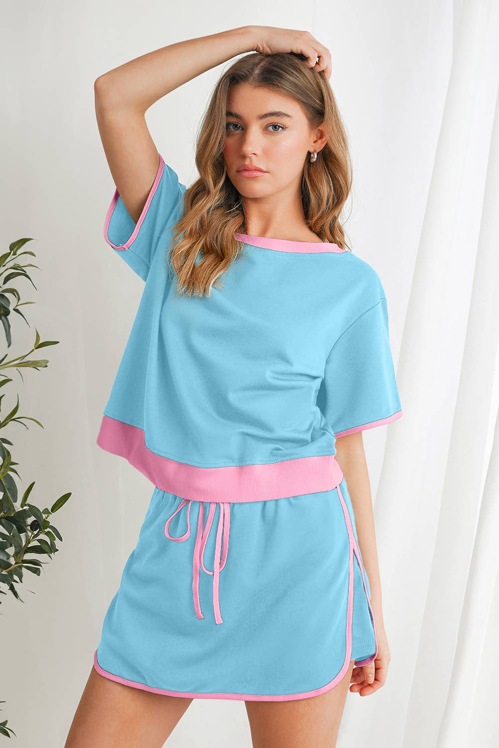 Colorblock Drop Shoulder T Shirt & Skirt Set | S-XL & 1X-4X