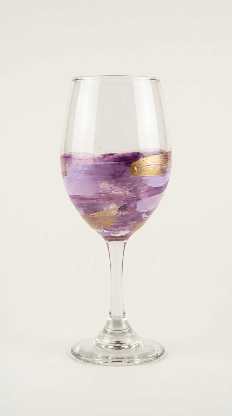 Wisdom - Purple Wine Glass by Heather Eck