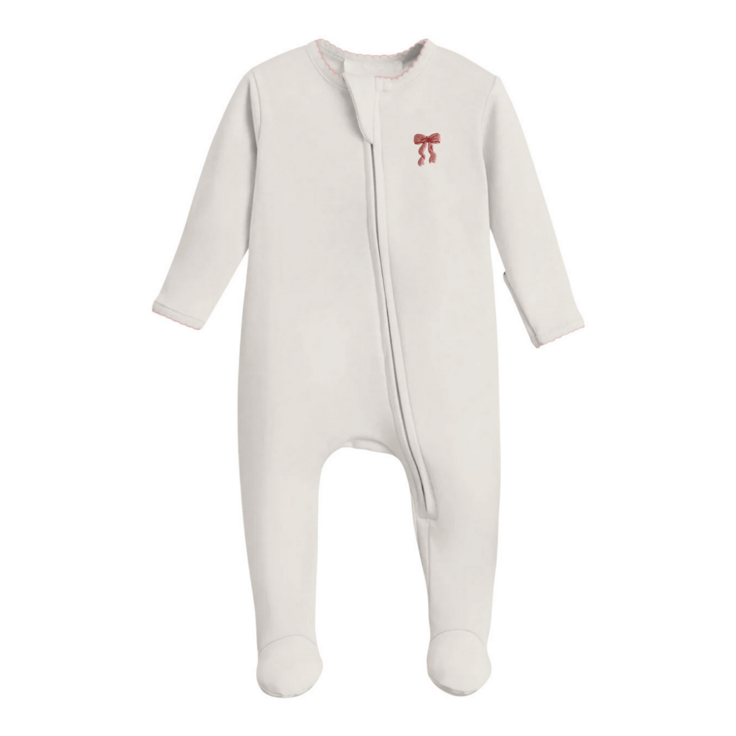 Bow - Pip Embroidered  Zip Romper