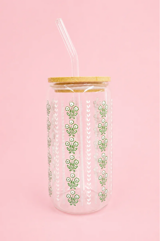 Hedge & Petal Latte Glass with Straw and Lid