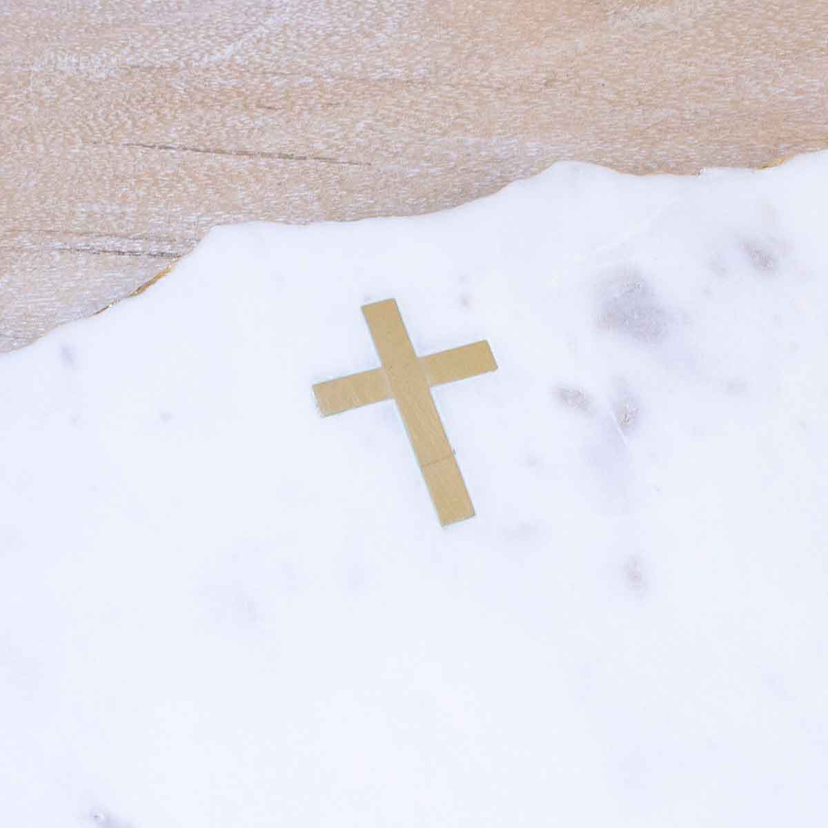 Cross Marble Serving Board   White/Gold   9.5x15