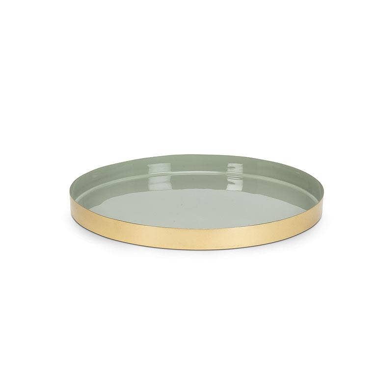 Md Round Enamel Tray-Grn-12"D