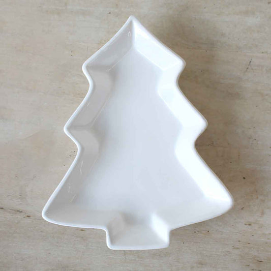 Tree Tidbit Dish   White   8"