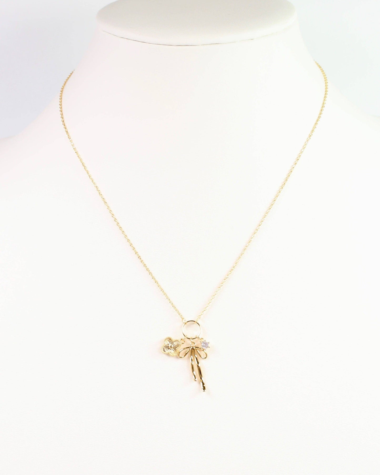 Brandon Bow Charm Necklace Gold