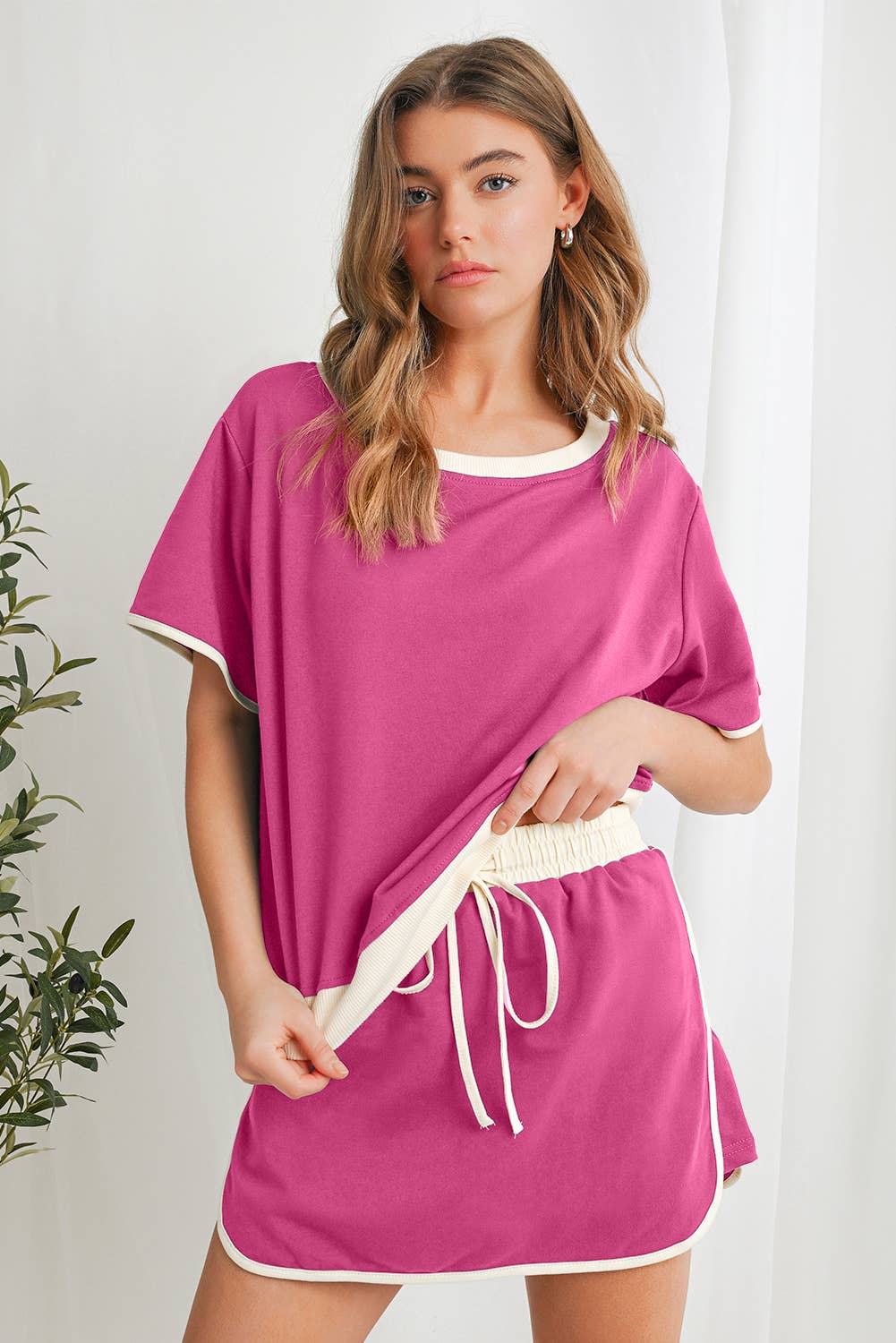 Colorblock Drop Shoulder T Shirt & Skirt Set | S-XL & 1X-4X